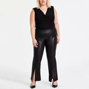 Bar III Sparkly Coated Split-Front Flared-Leg Pants 3x Party Club Witchy Glam